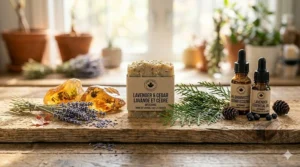 Essential oil blends inspired by Canadian nature used in handmade bar soap brands.