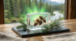 Visual illustration showcasing the flawless transparency and purity of a premium clear glycerin bar soap.