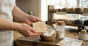 Alt text for image 8: Gentle and unscented cold process soap formulated for sensitive skin and family-friendly use.