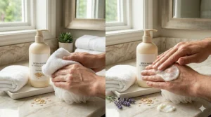 Creamy body wash providing deep hydration for dry Canadian winter skin.