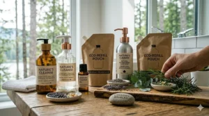 Display of natural antibacterial hand soap produced in Canada.