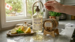Eco-friendly kitchen soap refill pouch to reduce plastic waste.