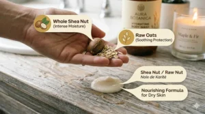 Gentle ingredients in moisturizing body wash for dry skin.