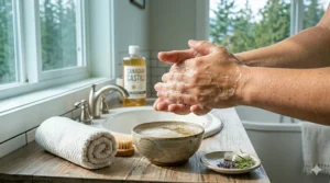 A step-by-step dilution chart demonstrating how to use the best transparent best castile soap for household cleaning and body wash.