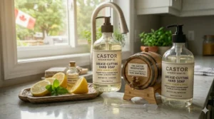 Stylish soap bottle design for a modern Canadian kitchen.