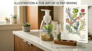 Graphic representation of refreshing scents in our foaming hand soap range.