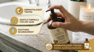 Rich, soothing lather of moisturizing body wash for sensitive skin.