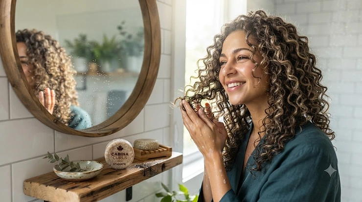 Shampoo bar for curly hair, natural Canadian brand, sustainable hair care for all curls.