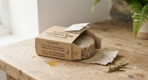 Plastic-free, biodegradable packaging for our Canadian shampoo bar range.