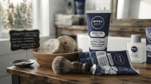 Long-lasting shaving soap pucks compared to tubes of shaving cream, demonstrating value and durability for daily grooming.