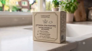 Infographic of plant-based ingredients found in the best dish soap bar for sensitive skin.