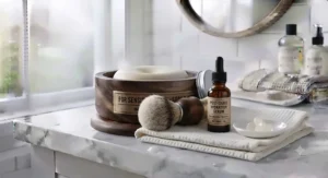 Smooth, hydrated skin after using shaving soap for sensitive skin.