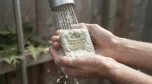 Rich lather of travel shampoo bar for deep cleaning