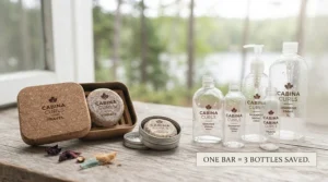 Comparing a shampoo bar for curly hair to a plastic bottle.