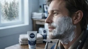 Soothing shaving cream protecting Canadian skin against harsh winter dryness and razor burn.