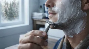 Step-by-step wet shaving routine highlighting the application of shaving soap vs cream for a close, irritation-free shave.