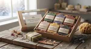 A complete collection of chemical-free bars showcased in a premium Canadian vegan soap gift set.
