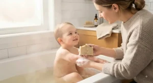 Display of dermatologically tested plant-based soap for eczema, the best choice for year-round skin comfort.