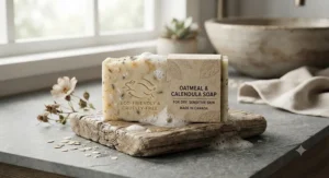 Eco-friendly, cruelty-free soap packaged sustainably for Canadian shoppers looking to treat dry skin.