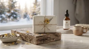 Plastic-free, zero-waste packaging for Canadian natural soap for dry skin.