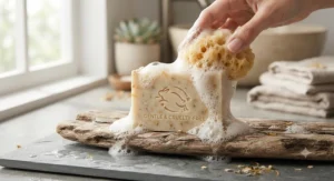 A daily-use cruelty-free soap for dry skin creating a soft, moisturizing lather.