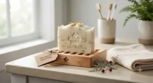 Nourishing goat milk natural soap for sensitive skin, ideal for managing dry Canadian winter conditions.