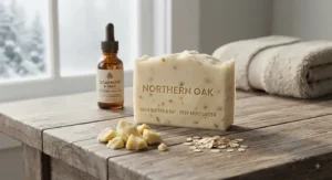 Shea butter natural soap bar for men formulated to combat dry weather conditions.