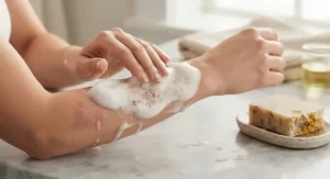 Safe, plant-based soap for eczema suitable for children with sensitive skin during dry Canadian winters.