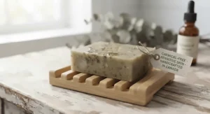 A soothing, plant-based natural soap bar intended for calm, clear, and acne-prone skin.