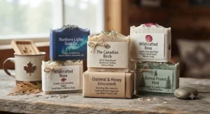 Handmade Canadian cruelty-free bar soap wrapped in eco-friendly packaging