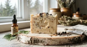 Plant-based, vegan natural soap bar scented with pure Canadian essential oils.