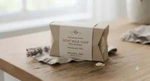 Eco-friendly packaged Canadian made goat milk soap for eczema skin care routines