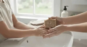 Family-friendly vegan soap for eczema suitable for sensitive skin across all ages.