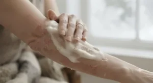 Soothing dry, irritated skin with organic goat milk soap for eczema relief during Canadian winters