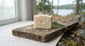 Pure unscented goat milk soap bar ideal for hypoallergenic dry skin care and sensitive Canadian families.
