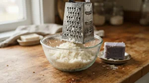 Marseille soap vs castile soap grated into flakes for eco-friendly laundry detergent preparation in Canada
