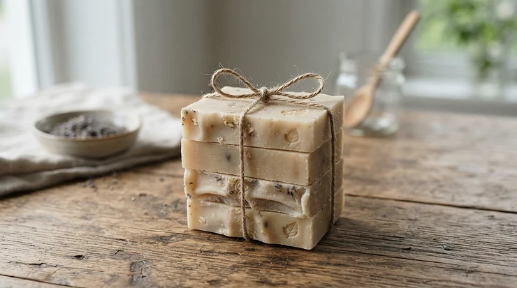 A minimalist graphic of an olive oil soap for eczema providing daily comfort for sensitive skin types